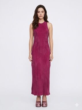 WAYF Cupro Vegan Silk Scoop Neck Maxi Dress Size Small